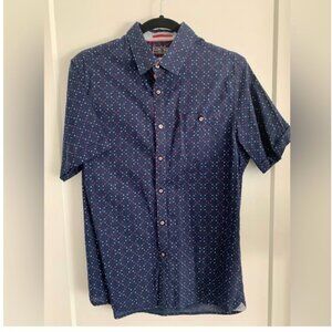 LON-NY Short sleeve button up Shirt Blue & Red design